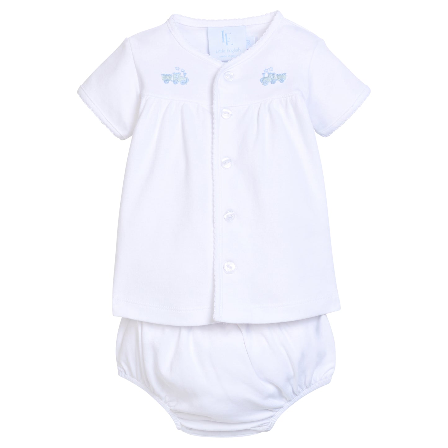 Pinpoint Layette Knit Set - Train