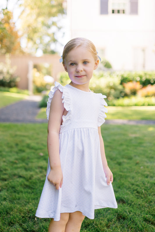 Pinafore Dress - Blue Dots