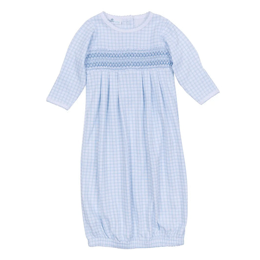 Wishes Smocked Pleated Gown - Light Blue
