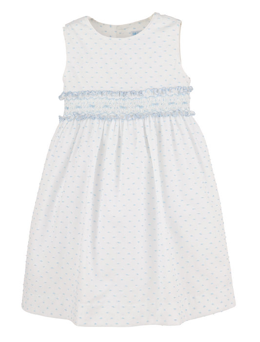 Plumeti Smock Belt Dress - Blue