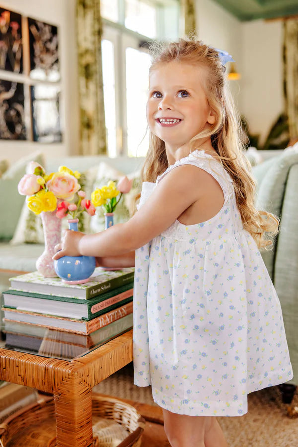 Babs Dress - Broadcloth-Dunwoody Daisy/Worth Ave White