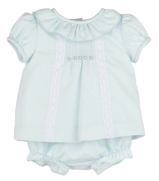 Pintucks Lace Bishop- Blue