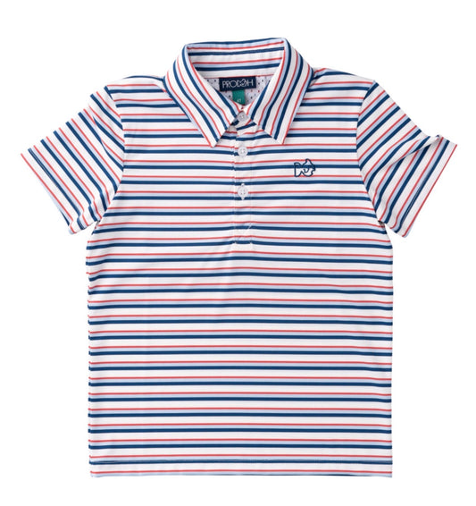PRE ORDER Boys' Short Sleeve Pro Performance Polo -Independence Day Stripe