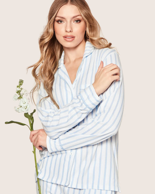 Women's Pima Pajama Set in Periwinkle Stripe