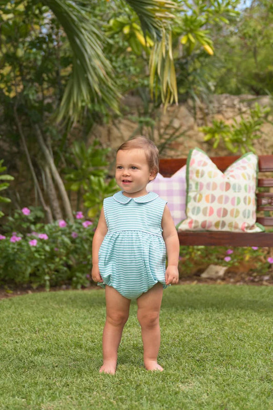 Bradford Sleeveless Bubble - Turks Teal Stripe