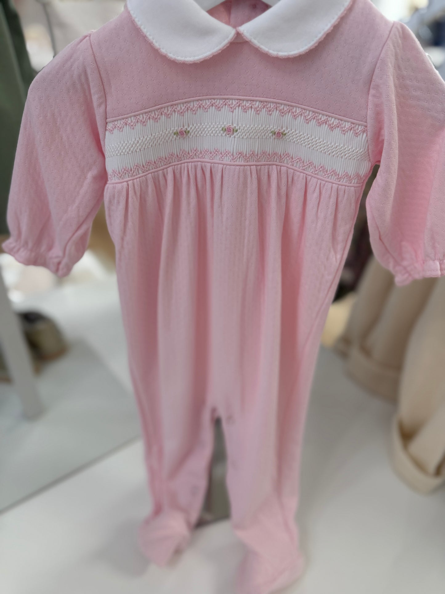 Sweet Pink Smocked Footie