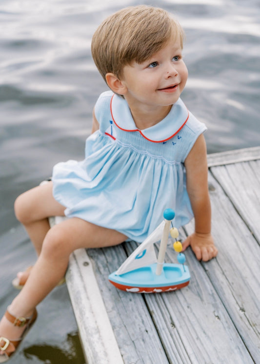 Beckett Bubble - Brentwood Blue Pique, Sailboat