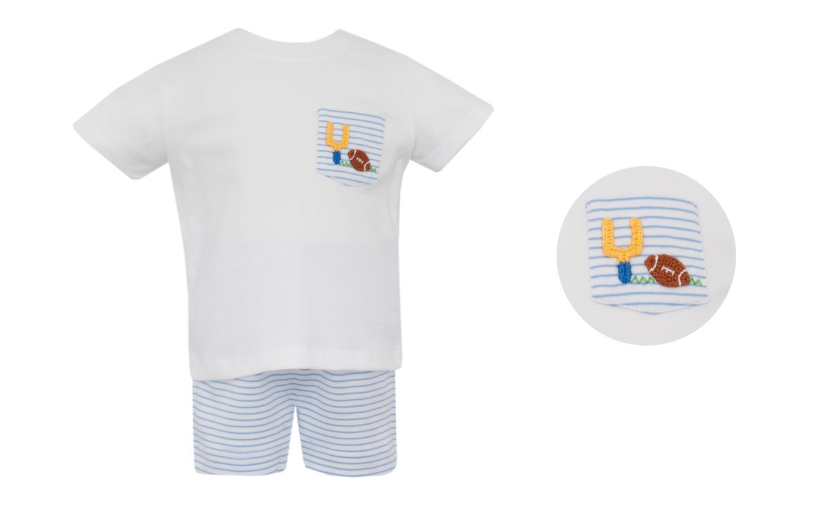 Football - Blue Knit Stripe Short Set *PREORDER SHIPS JULY*