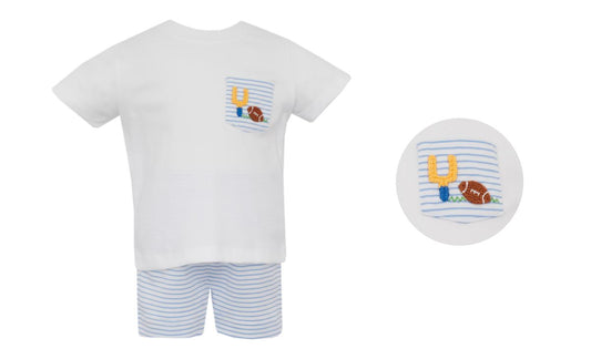 Football - Blue Knit Stripe Short Set *PREORDER SHIPS JULY*