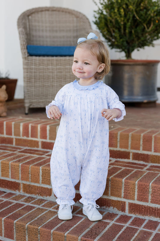 Lila Long Bubble- Blue Bows Knit
