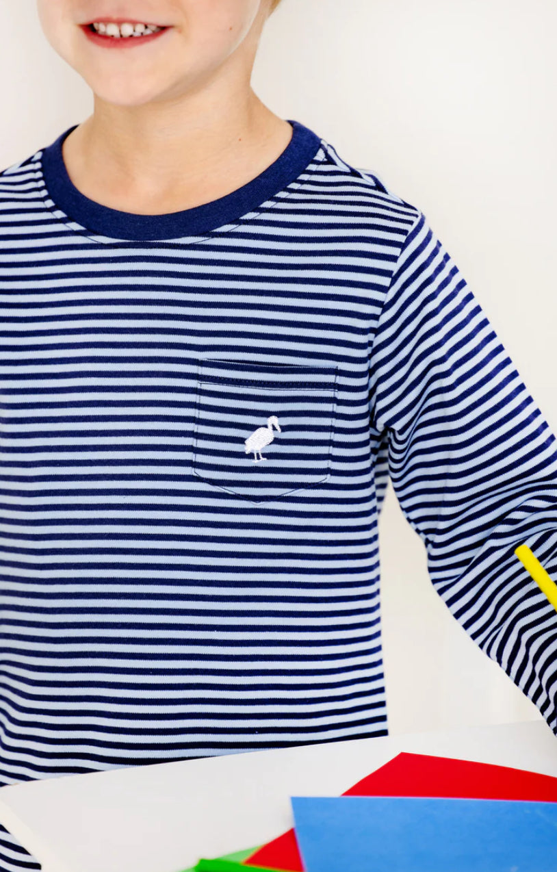 LS Carter Crew - Navy Stripe