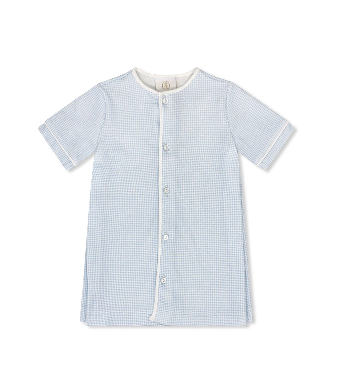 Welcome Little One Daygown - Baby Blue Minigingham Knit