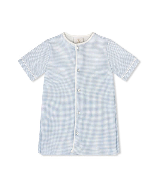 Welcome Little One Daygown - Baby Blue Minigingham Knit