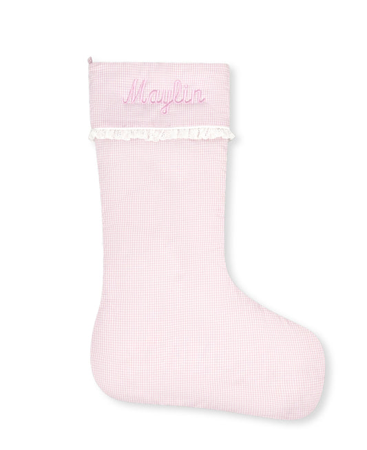 Holiday Stocking - Baby Pink Minigingham