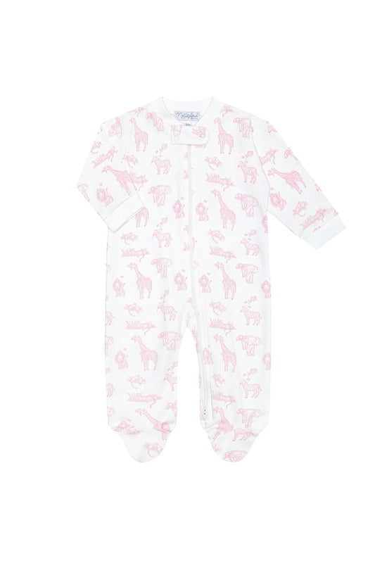 Pink Safari Zipper Footie