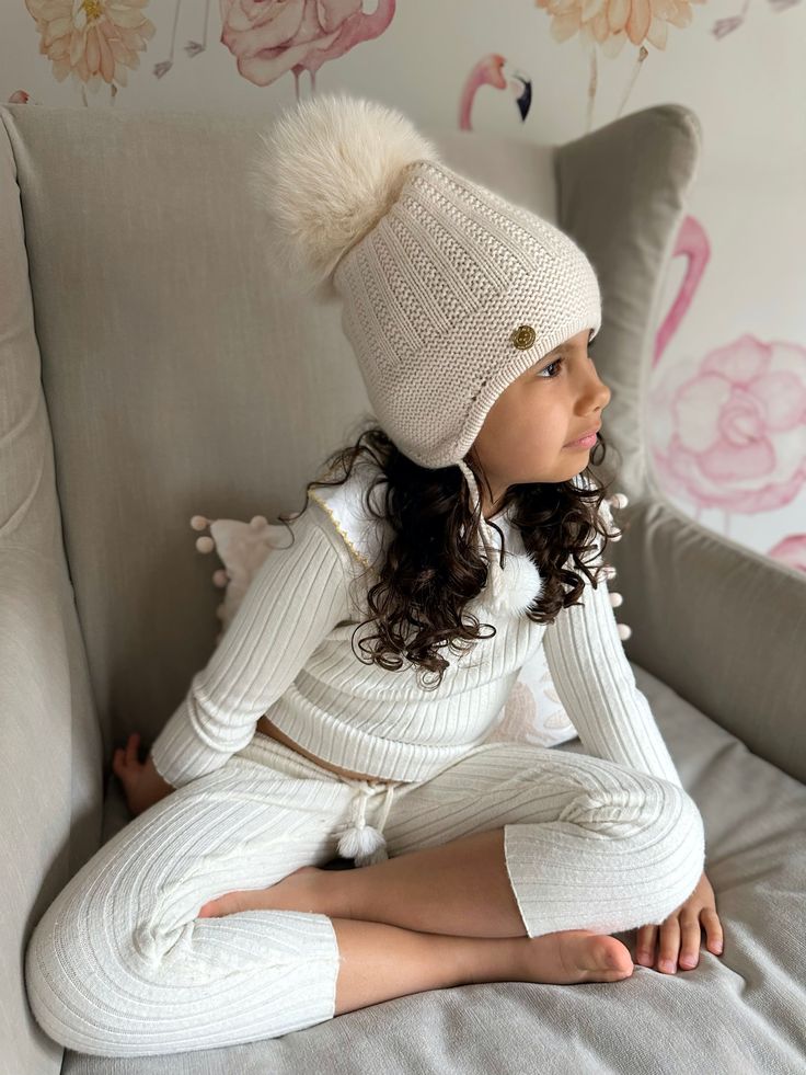 London Cashmere Aviator Hat - Cream Beige