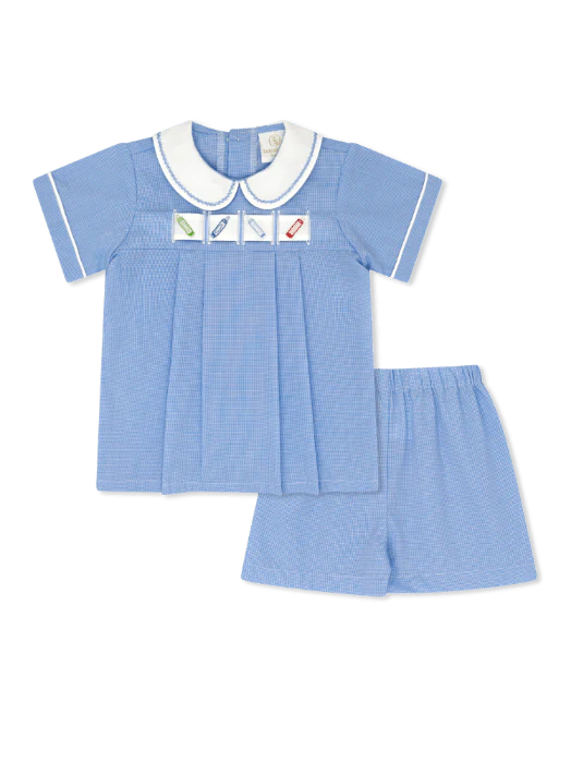 Noah Ribbon Short Set - River Royal Minigingham