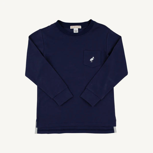 Long Sleeve Carter Crewneck Nantucket Navy/Worth Ave White