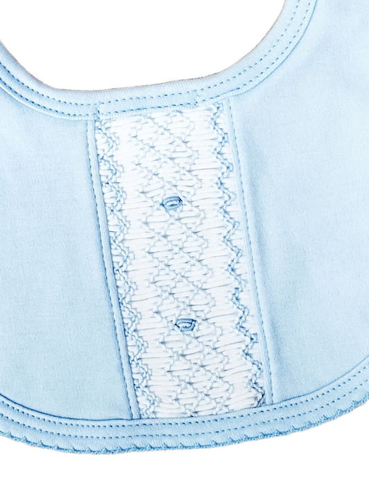 Classic Blue Smocked Bib