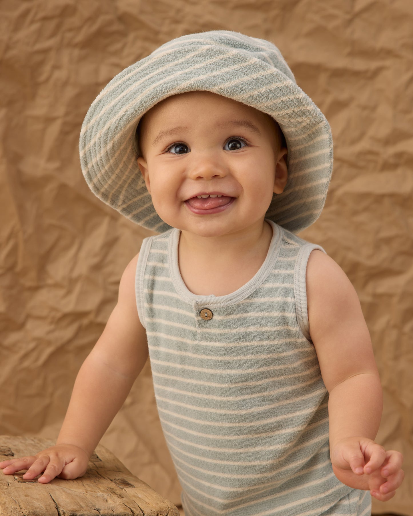 Baby Tank Set - Seafoam Terry Stripe