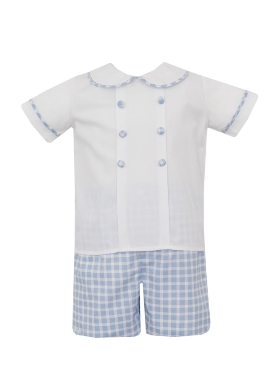 Boy's short set - Blue check w/ white shirt