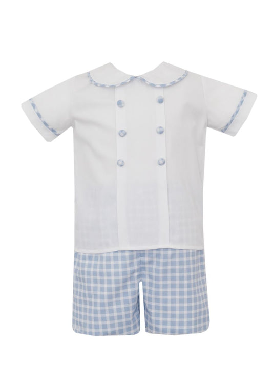 Boy's short set - Blue check w/ white shirt