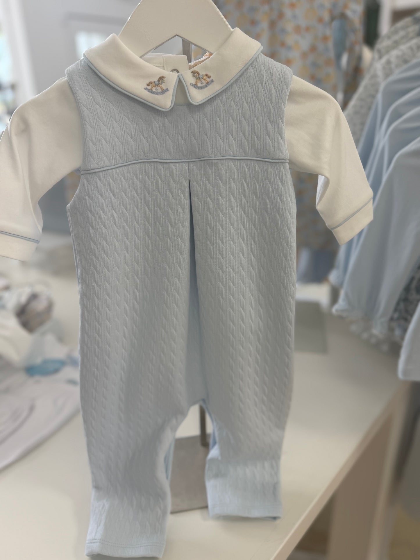 Rocking Horse Pima Jacquard Overall Set