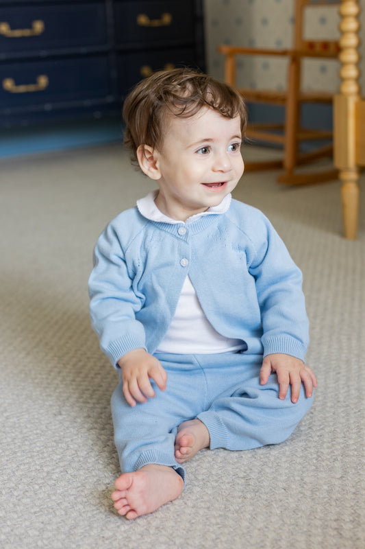 Pointelle Knit Set - Light Blue