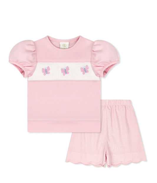 Lagniappe Short Set - Petal Pink Knit, Butterflies