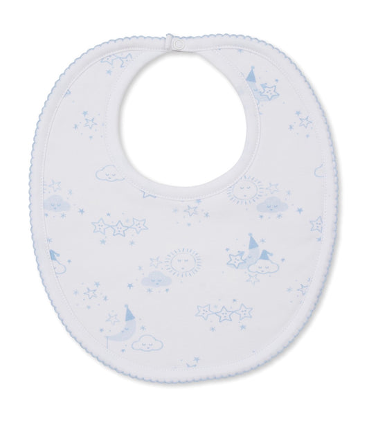 Sleepy Moon Bib - Blue