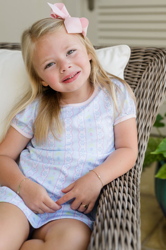 Blue Floral Scallop - Play Dress