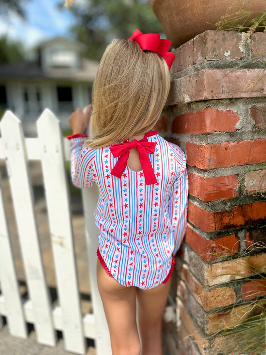 Patriotic Stars and Stripes One Piece Rash Guard Swim *PRESALE*