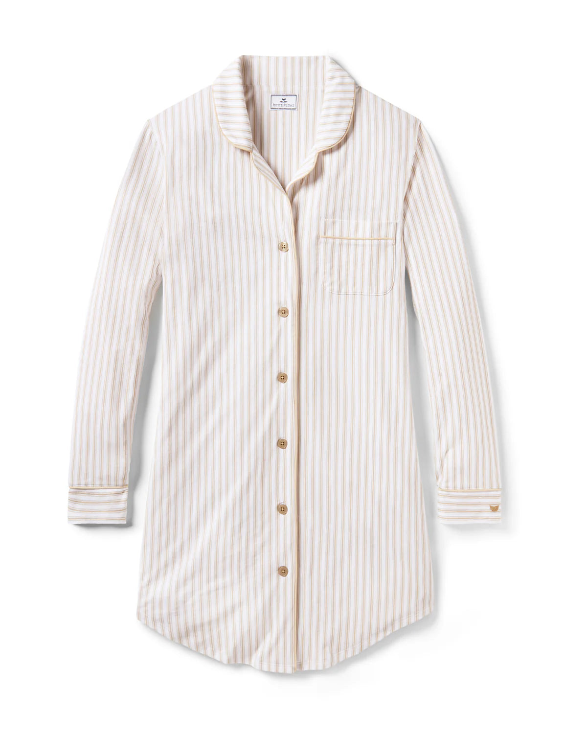 Women's Pima Nightshirt in Camel Ticking Stripe