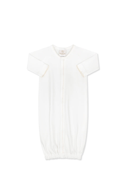 Snuggle Me Saque - Park White with Ecru Featherstitching OS