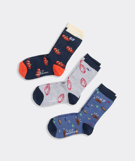 Thanksgiving & Stripe 3-Pack Socks