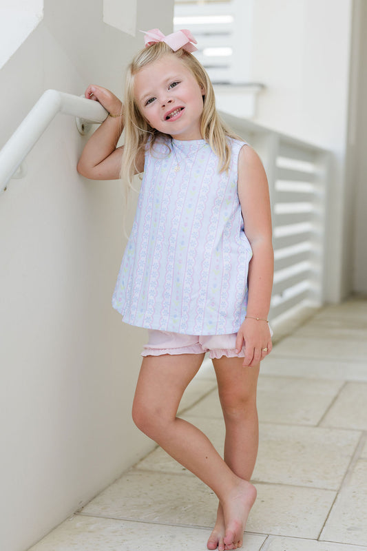 Blue Floral Scallop - Lottie Bloomer Set