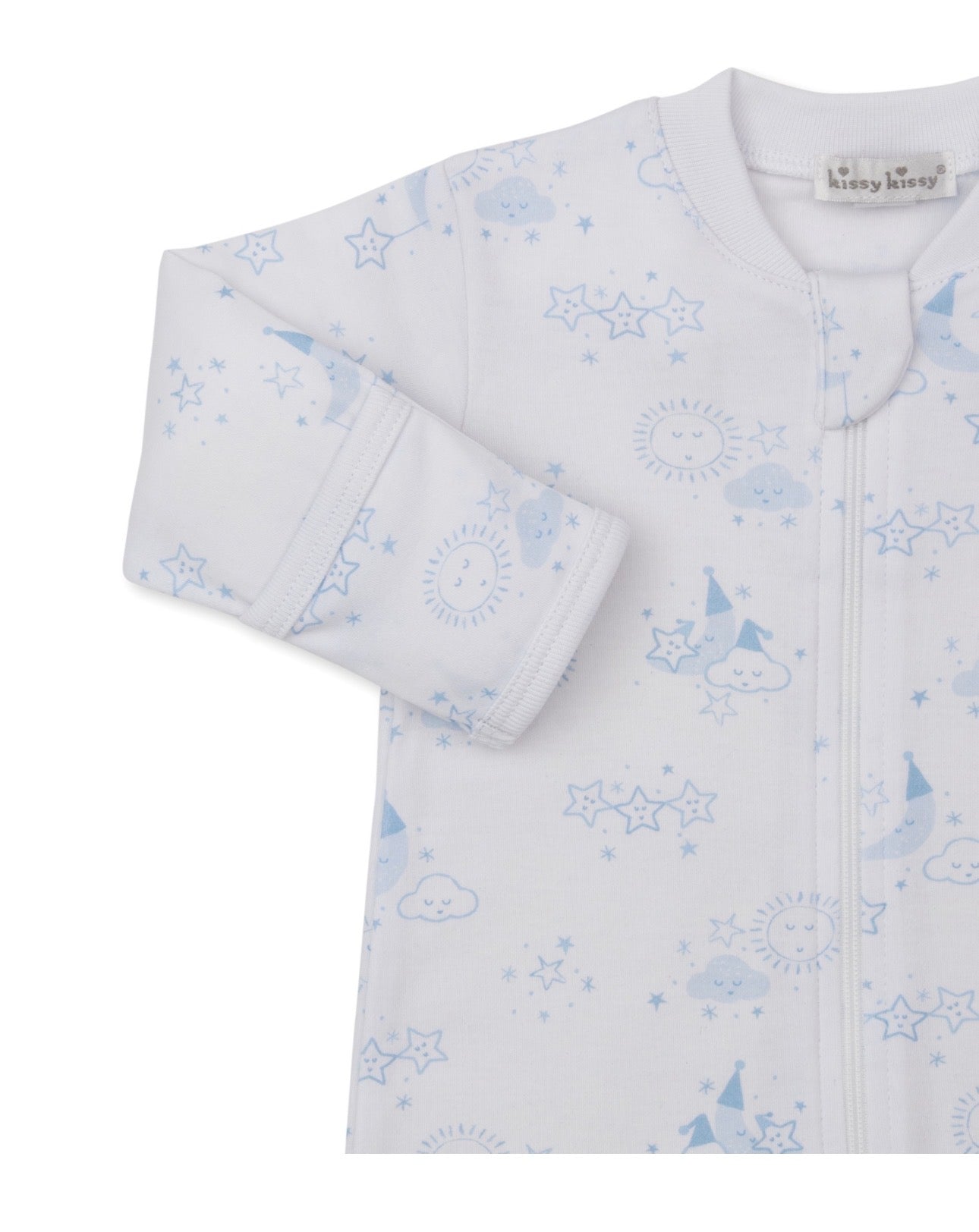 Sleepy Moon - Zipper Footie Blue