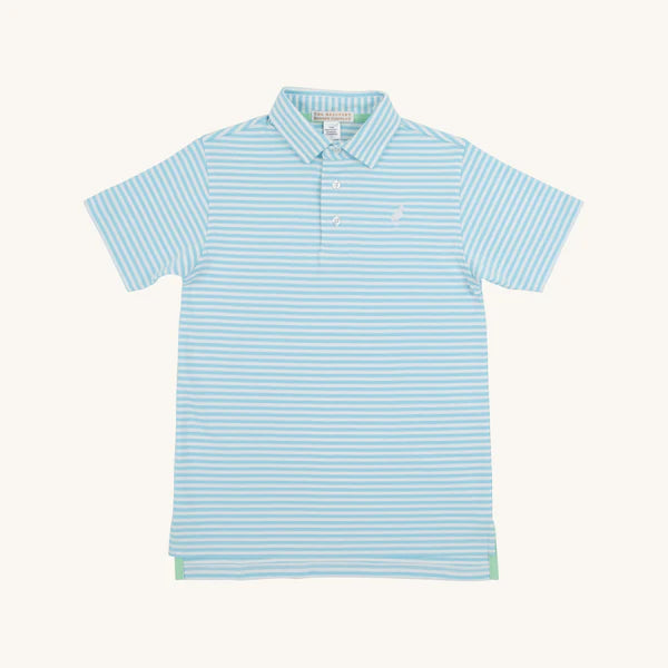Prim and Proper Polo SS- Brookline Blue Stripe