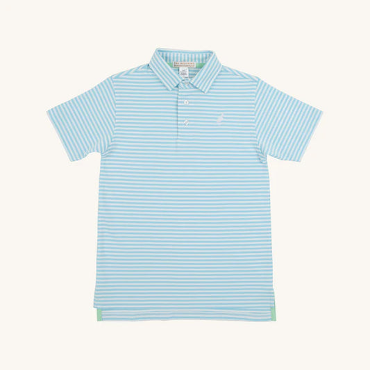 Prim and Proper Polo SS- Brookline Blue Stripe