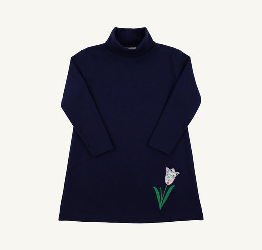 Tatum's Turtleneck Dress- Nantucket Navy/Tulip