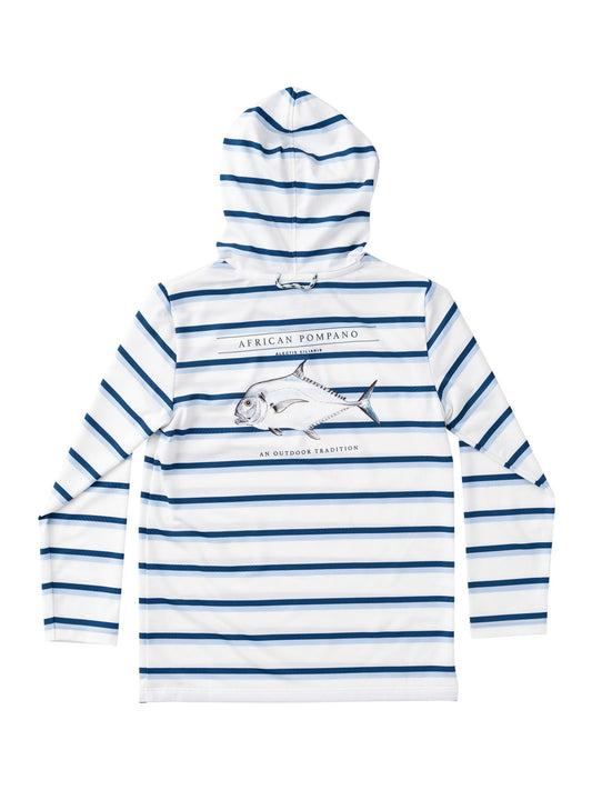 PRE ORDER Kids' Pro Performance Hoodie T-shirt -Windsurfer Navy Peony Stripe
