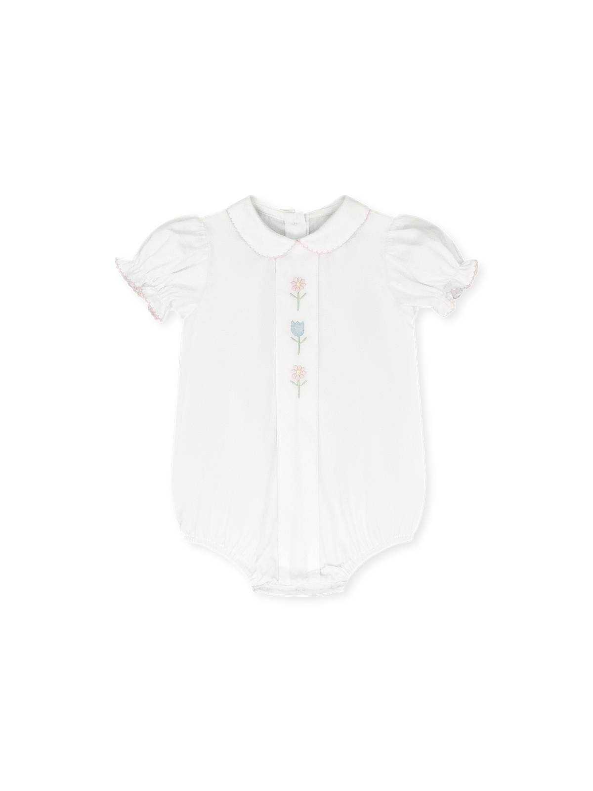 Blue Bonnet Bubble - Classic White Flower Embrodiery