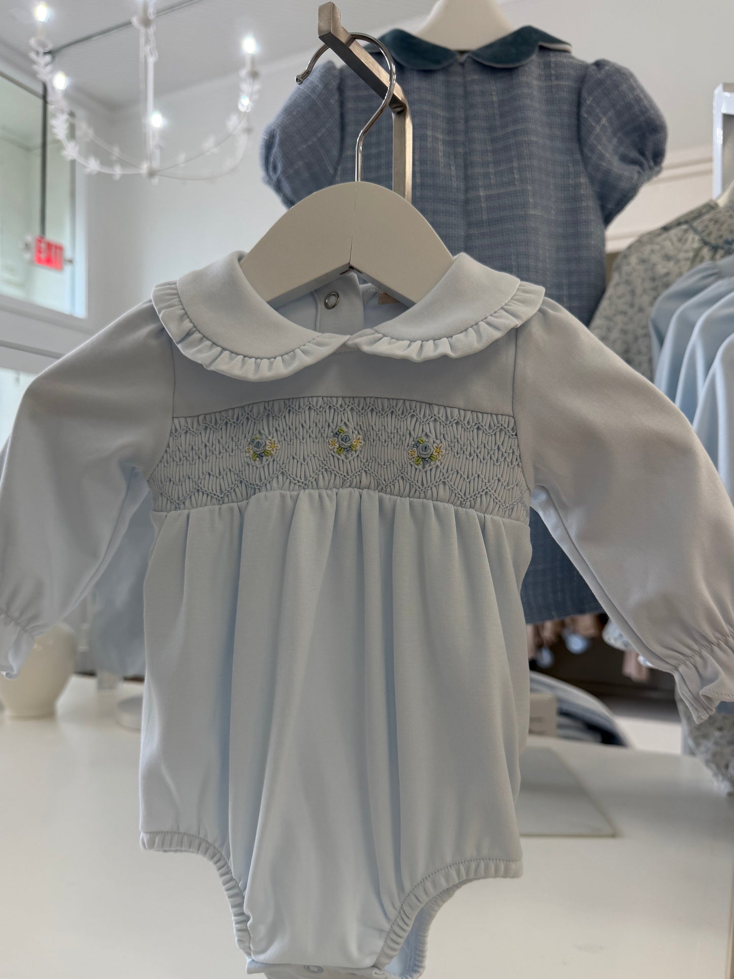 Smocked Pima Collared Bubble