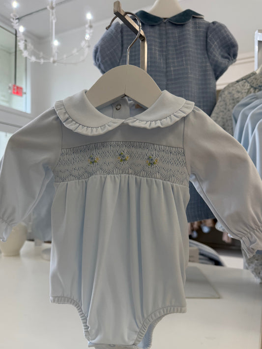 Smocked Pima Collared Bubble
