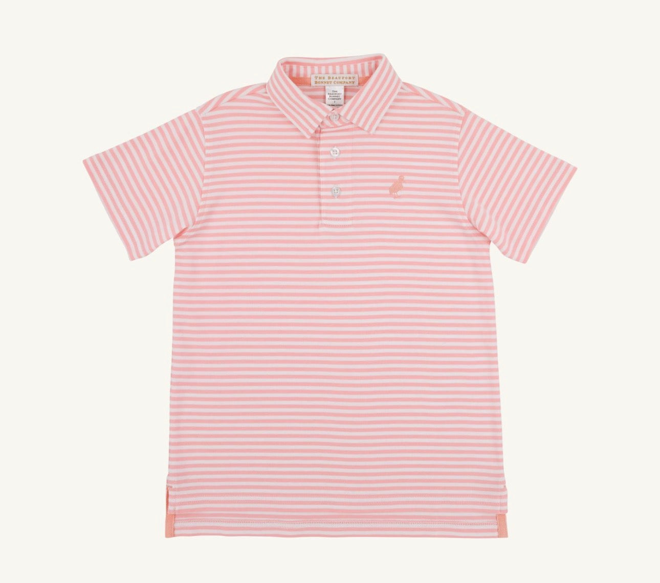 Prim and Proper Polo SS- Sanibel Salmon Stripe/Pompano Peach