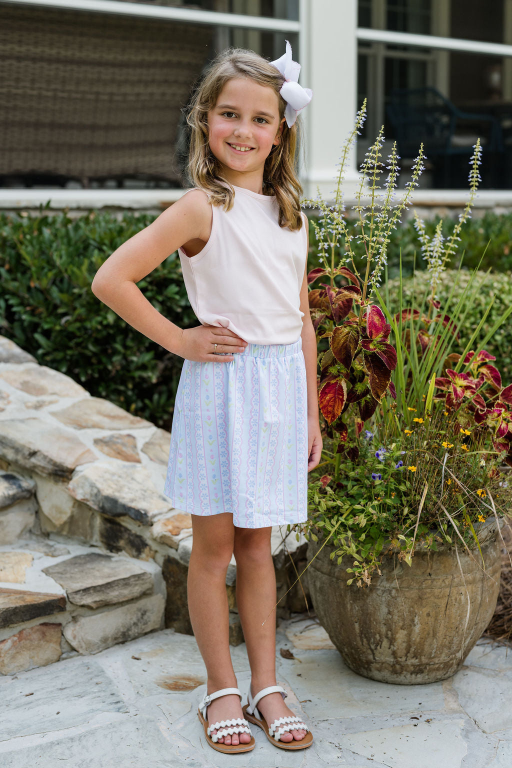 Blue Floral Scallop - Sage Skort Set