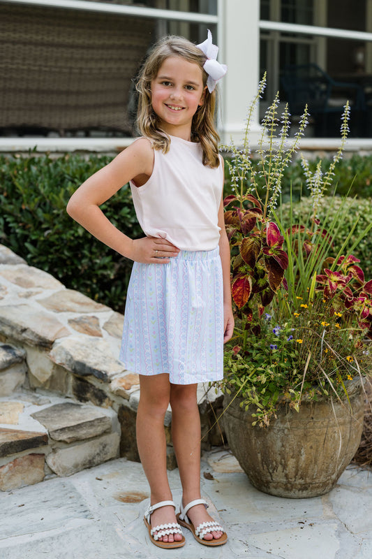 Blue Floral Scallop - Sage Skort Set