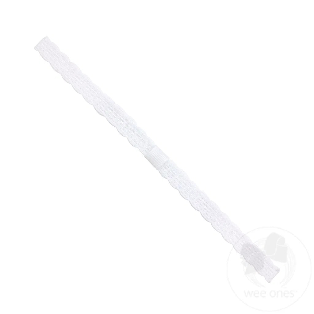 Add-a-Bow Narrow White Lace Girls Baby Band