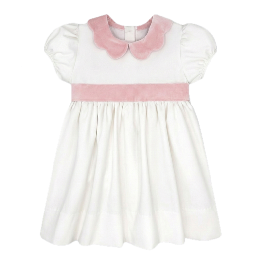 Blakely Band Dress - Winter White Velvet, Petite Pink Velvet