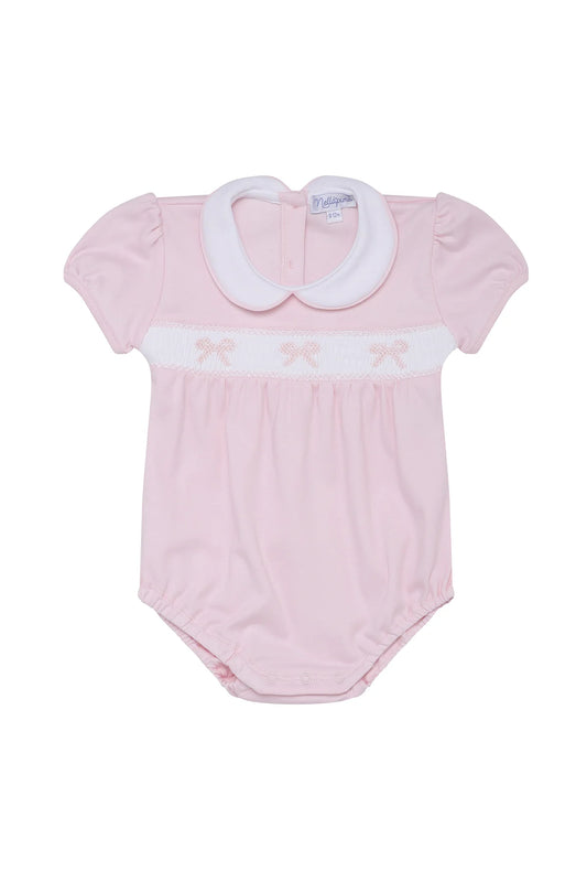 Pink Bow Smocked Bubble